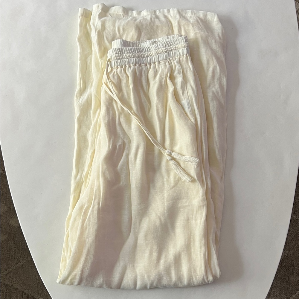 MONDAY Swimwear Tahiti Wide Leg Pant Petite Inseam 30.5" Ivory M/L $148 - Picture 5 of 11